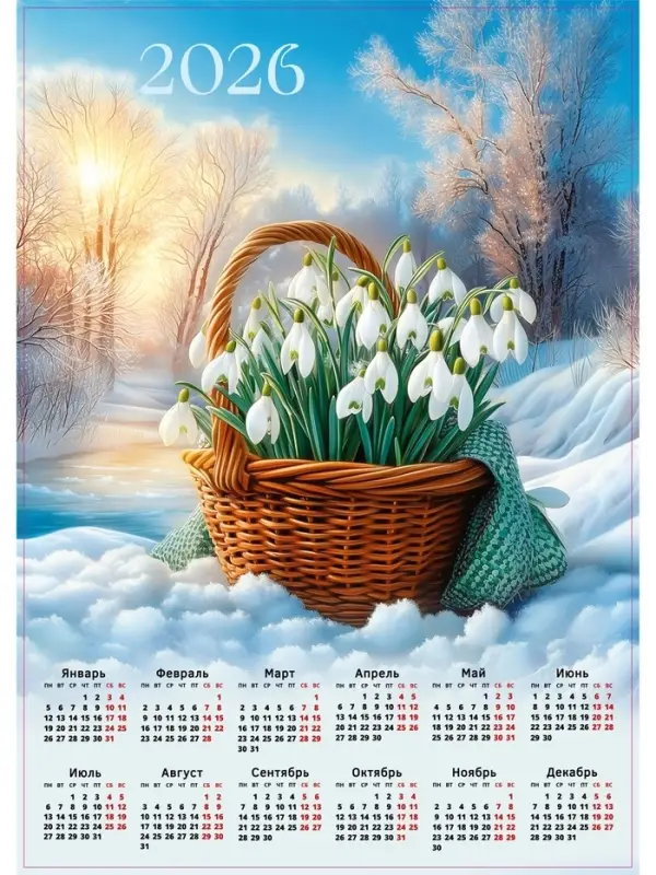 Календарь 2026 «Подснежники», А2 Календарь 2026 «Подснежники», А2