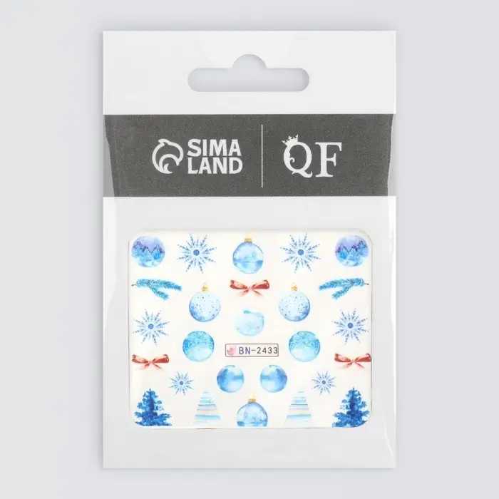 Слайдеры для ногтей «Зимние украшения», голубые, красные Слайдеры для ногтей «Зимние украшения», голубые, красные