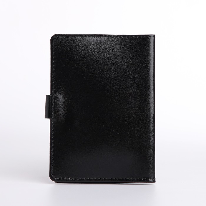 Обложка для паспорта на кнопке, цвет чёрный