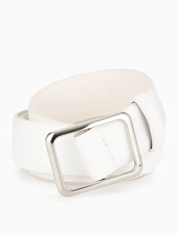Ремень женский, 3.5&times;110 см, пряжка матовая, затяжка, белый