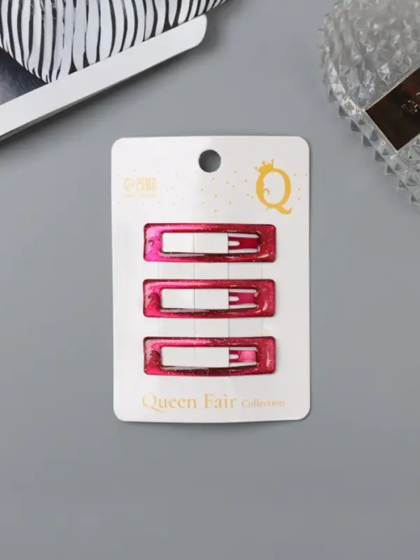 Заколки для волос QF &laquo;Хэдли&raquo;, набор 3 шт., прямой, 5 см, розовые