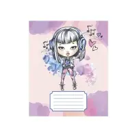 Тетрадь 12 листов в косую линейку, Calligrata, Pretty Girl, обложка мелованный картон, серые листы, МИКС