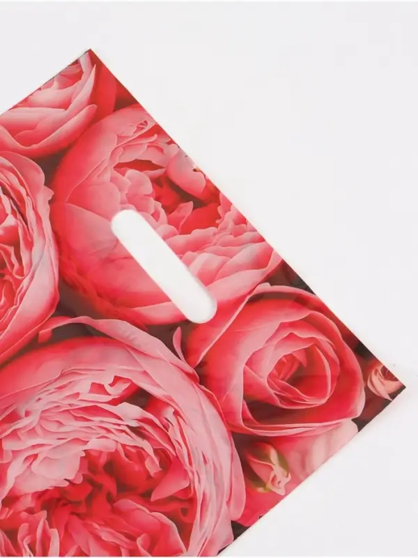 Пакет полиэтиленовый с вырубной ручкой &laquo;Пионы&raquo;, розовые, 30&times;40 см, 50 мкм