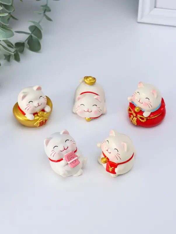 Сувенир полистоун "Манэки-нэко" набор 5 шт 4х4х4,5 см
