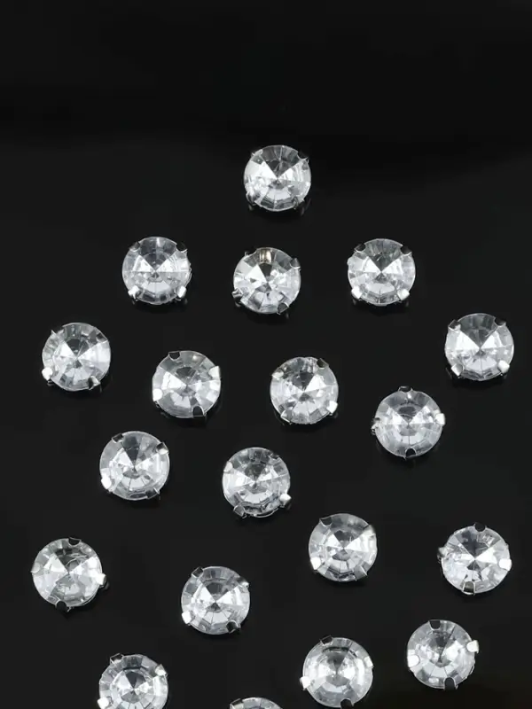 Стразы пришивные «Шатон», круглые, в цапах, d=10 мм, 20 шт., белые