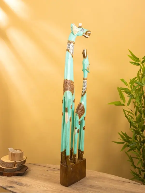 Сувенир "Жирафы" дерево 20х15х100 см, цв. бирюзовый