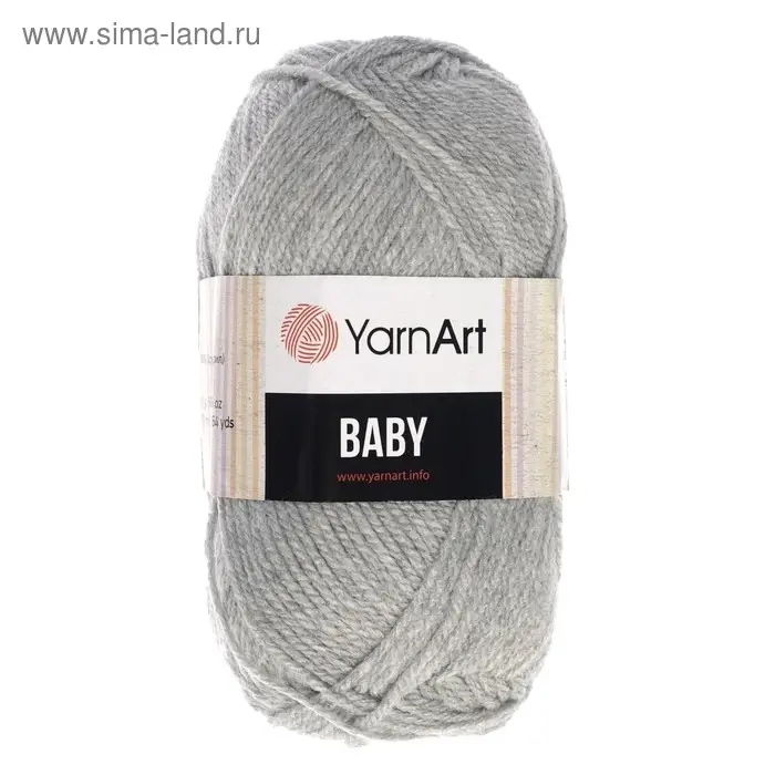 Пряжа для вязания спицами, крючком YarnArt, Baby, 100% акрил, 150 м/50 г, (195 серый) Пряжа для вязания спицами, крючком YarnArt, Baby, 100% акрил, 150 м/50 г, (195 серый)