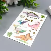 Переводные тату на тело цветные &laquo;Малыши динозаврики&raquo;, с золотом, 12&times;7.5 см, МИКС