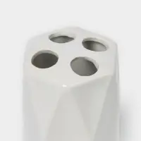 Набор аксессуаров для ванной комнаты Доляна &laquo;Геометрия&raquo;, 4 предмета, дозатор, мыльница, два стакана, белый