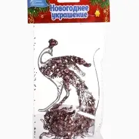 Ёлочная игрушка &laquo;Зимнее волшебство. Павлин сияние блеск&raquo; пластик, 14&times;7.5 см, прозрачно-розовый