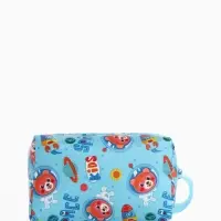 Косметичка - футляр женская с ручкой, объёмная, маленькая, для прокладок, косметики, лекарств, голубая