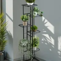 Подставка для цветов Greengo, 7 полок, 43&times;22&times;126 см, напольная, металл, чёрная