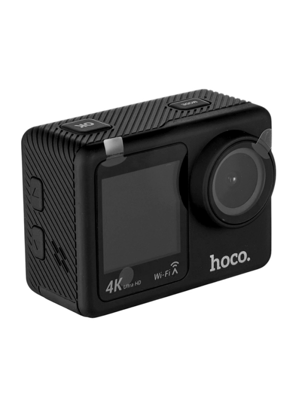 Экшн-камера Hoco, DV101, 4К видео, два цветных экрана, черная Экшн-камера Hoco, DV101, 4К видео, два цветных экрана, черная