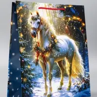 Пакет подарочный новогодний ламинированный, «Конь» , 26×12×32 см Пакет подарочный новогодний ламинированный, «Конь» , 26×12×32 см