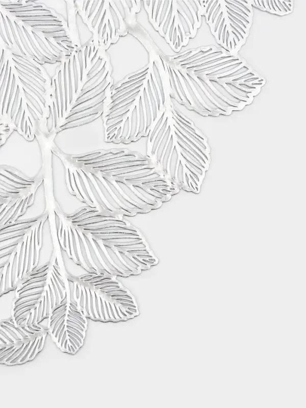 Набор салфеток сервировочных на стол Доляна &laquo;Листья&raquo;, 38&times;38 см, 4 шт., ПВХ, серебристый