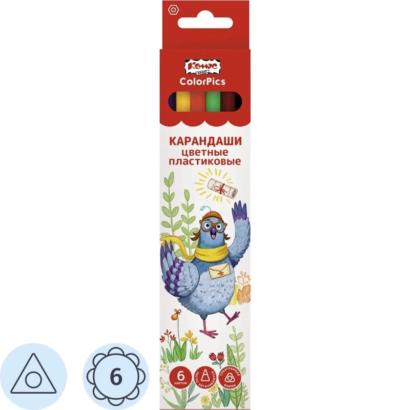 Карандаши цветные 6цв. 3-гран пласт.корпус