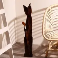 Сувенир дерево "Кошка морская с рыбкой и ящерками" 80х13х7 см