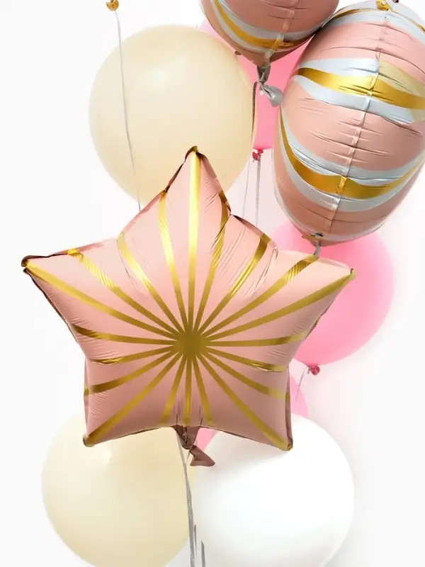 Воздушные шары "Розовые грани" фольга, латекс, набор 12 штук