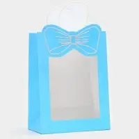 Пакет подарочный с окном &laquo;Бант&raquo;, 26&times;35&times;15 см, голубой