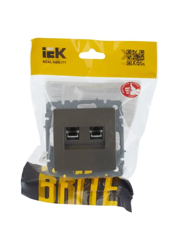 BRITE Розетка компьютерная двойная RJ45 кат.5E РК10-2-БрШ шампань