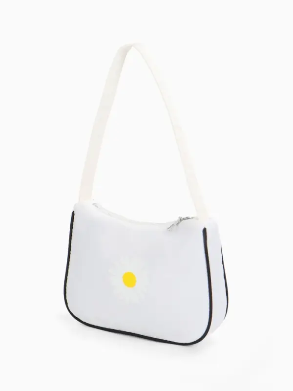 Сумка молодёжная на молнии, с принтом, 24&times;6.5&times;17 см, белая