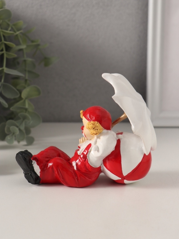 Сувенир полистоун Сувенир полистоун "Клоун с зонтом и мячиком" бело-красный 11,5х7,5х9 см