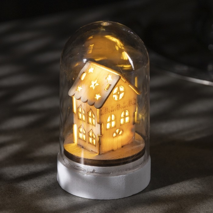 Светодиодная фигура под куполом «Домик» 6× 9.5 × 6 см, дерево, батарейки LR1130х3 (в комплекте), свечение тёплое белое Светодиодная фигура под куполом «Домик» 6× 9.5 × 6 см, дерево, батарейки LR1130х3 (в комплекте), свечение тёплое белое