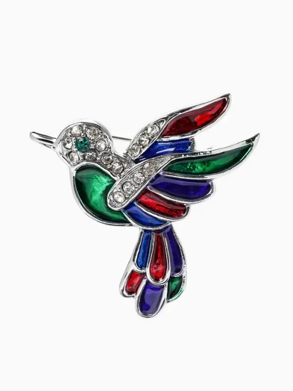 Брошь &laquo;Птица&raquo; голубка, цветная в серебре
