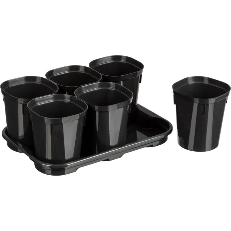 Набор горшков для выр.рассады InGreen Smart Solution с поддон.6х400мл оникс