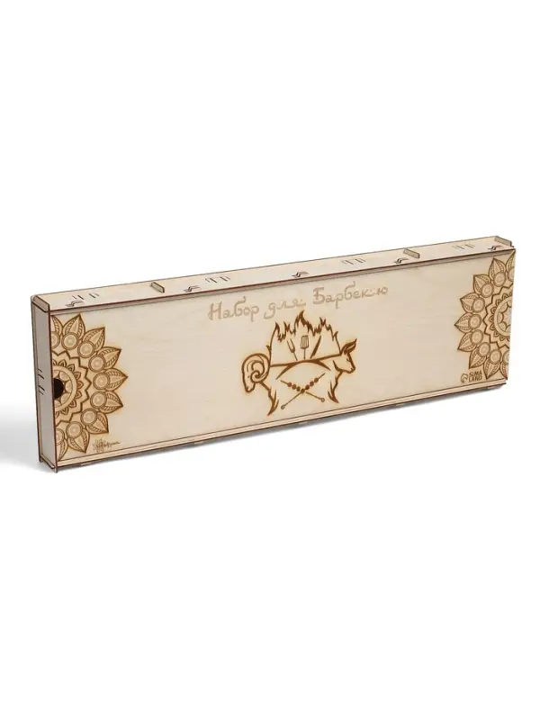 Коробка для набора барбекю, 74&times;23&times;5 см, деревянная, прямоугольная