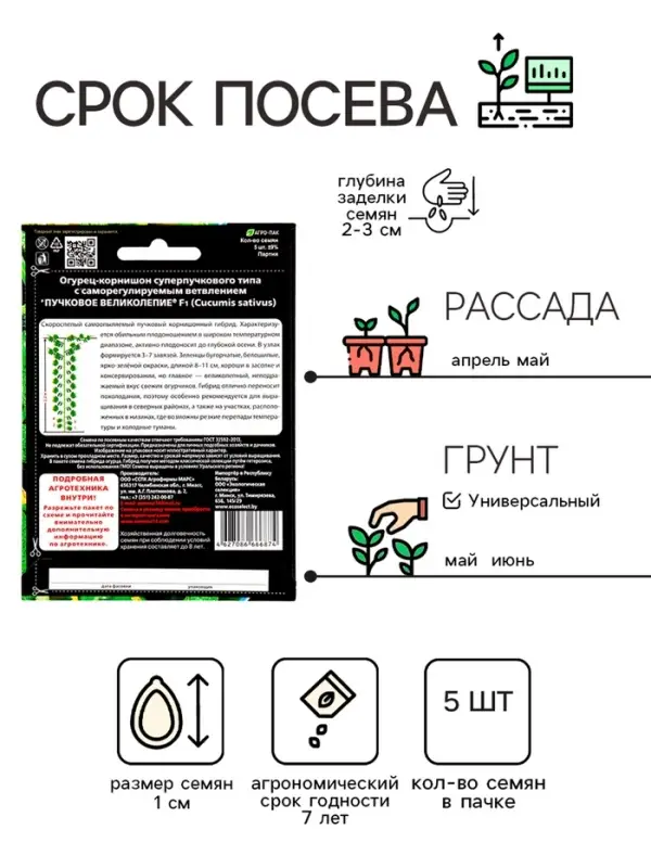 Семена огурец &laquo;Пучковое великолепие F1&raquo;, скороспелый, пучковый, партенокарпический, 5 шт.