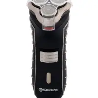 Электробритва Sakura SA-5414BK, АКБ, сеточная, 3 плавающие головки, триммер, чёрная Электробритва Sakura SA-5414BK, АКБ, сеточная, 3 плавающие головки, триммер, чёрная