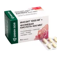 Инозит 1000 мг + фолиевая кислота 400 мкг, 60 капсул, 520 мг
