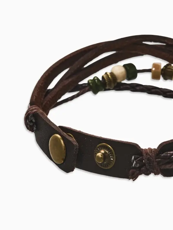 Браслет кожаный &laquo;Хиппи. Совунья&raquo;, L=22.5 см, чёрный в серебре