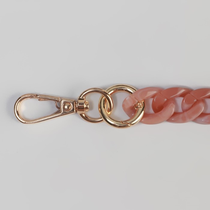 Цепочка для сумки, пластиковая, с карабинами, 23 × 17 мм, 68 см, цвет розовый кварц/золотой