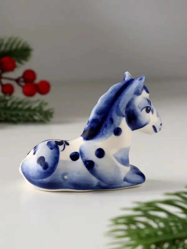 Сувенир Лошадь лежащая, 7*9 см, гжель Сувенир Лошадь лежащая, 7*9 см, гжель