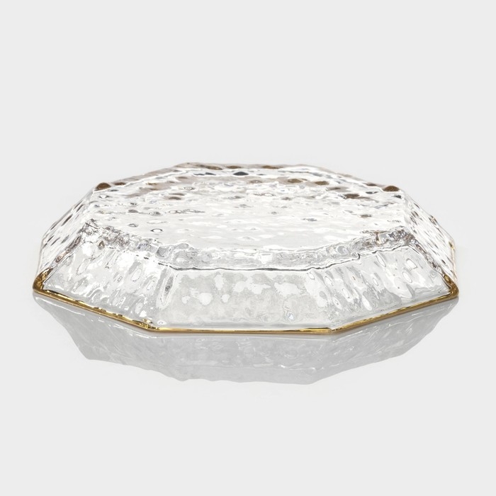 Тарелка стеклянная «Иней. Золото», d=17 см, цвет прозрачный с золотой отводкой Тарелка стеклянная «Иней. Золото», d=17 см, цвет прозрачный с золотой отводкой