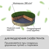 Геотекстиль иглопробивной, 20 × 1,5 м, плотность 200 г/м², с УФ-стабилизатором, чёрный, Greengo
