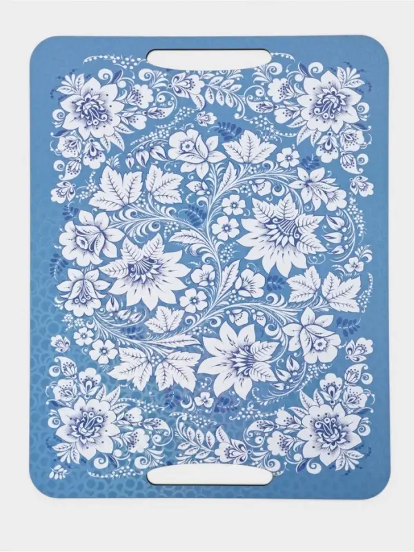 Доска разделочная с ручками Дарим Красиво &laquo;Гжель&raquo;, 36&times;28 см, дерево, голубая