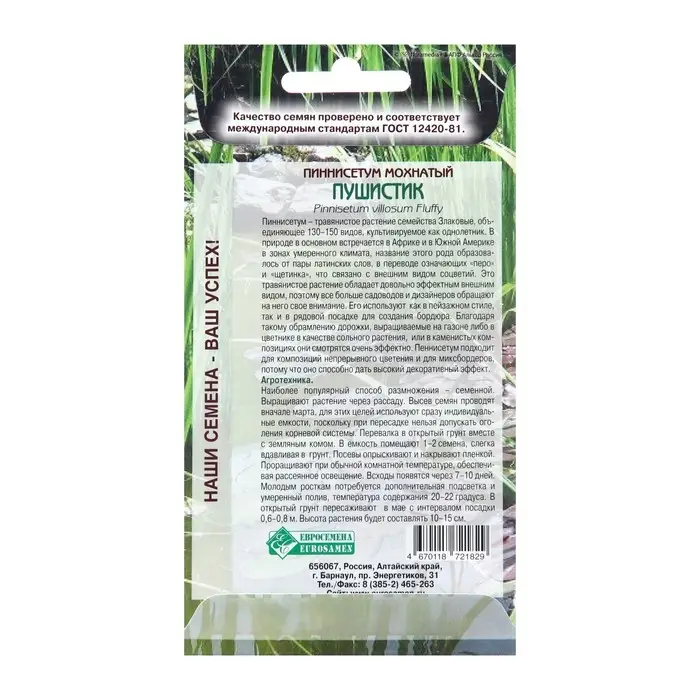 Семена цветов Пеннисетум мохнатый "Пушистик",  5 шт