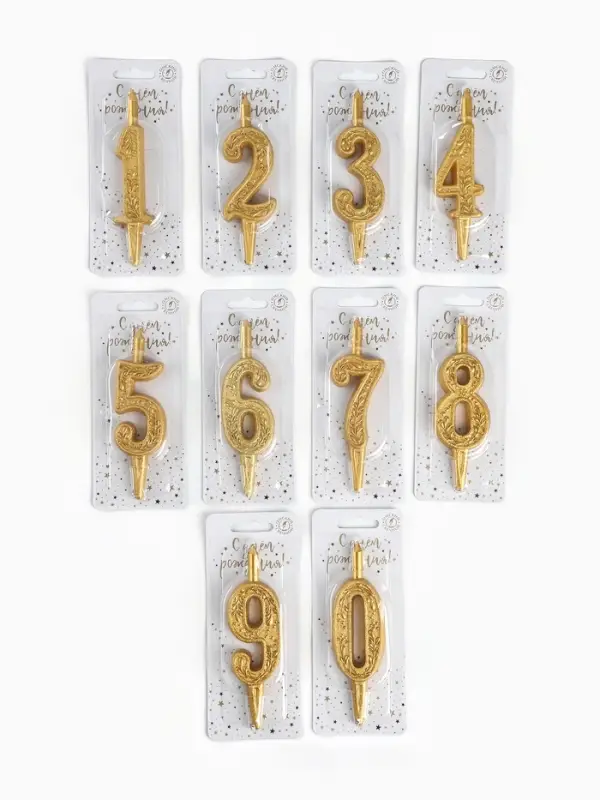 Свечи для торта цифры &laquo;Золотой узор&raquo; 10.2 см, в шоу-боксе, 50 штук