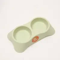 Миска двойная, 2&times;160 мл, 23&times;13&times;4 см, пластик, зелёная