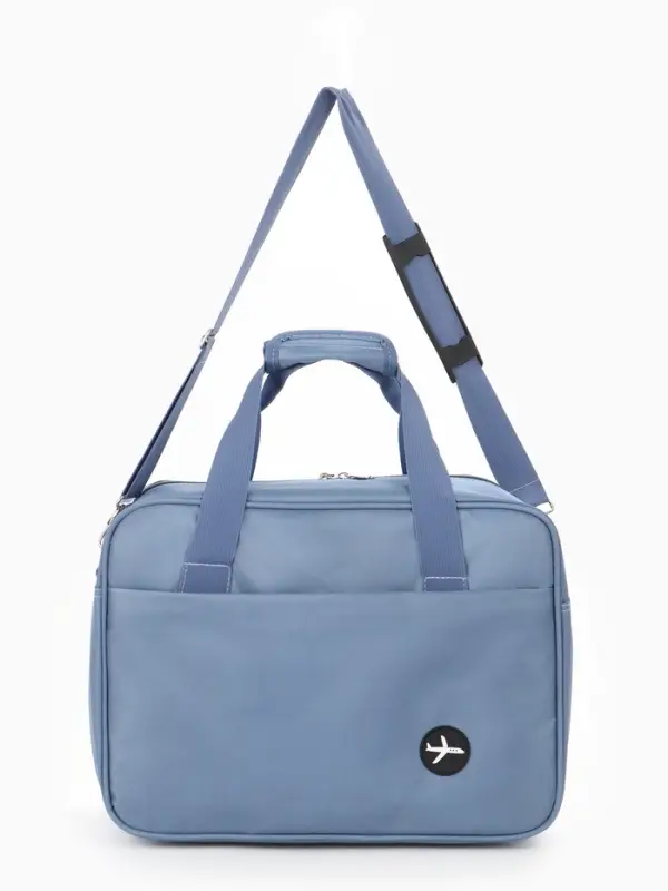 Сумка дорожная &laquo;Полёт&raquo;, наружный карман, длинный ремень, 30&times;20&times;40 см, голубая