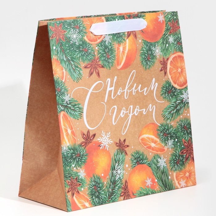 Пакет подарочный новогодний крафтовый квадратный «С Новым годом», 30 х 30 х 12 см, Новый год Пакет подарочный новогодний крафтовый квадратный «С Новым годом», 30 х 30 х 12 см, Новый год