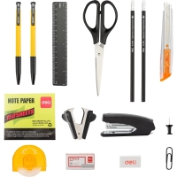 Набор настольный канцелярский Deli E38252A 17 предметов черный/ прозрачный