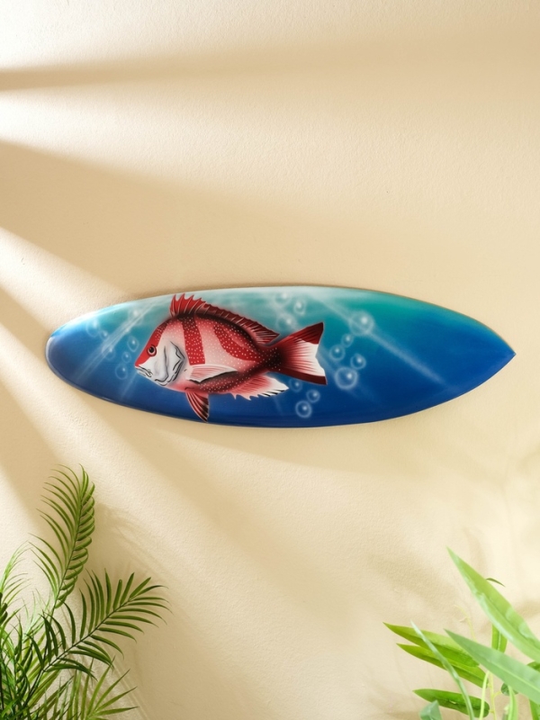 Панно "Доска для сёрфа "Рыбка" дерево 80х21 см