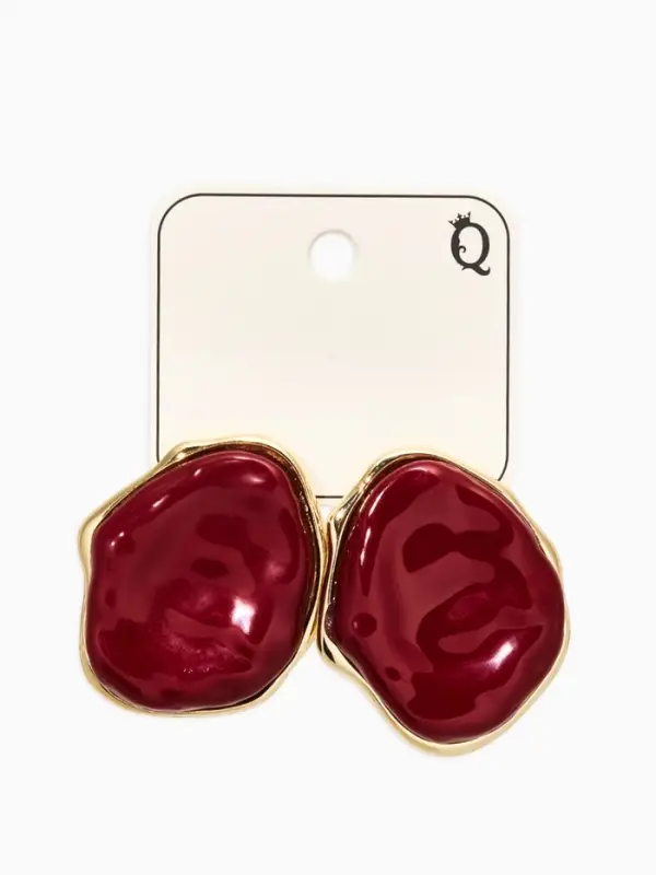Серьги акрил мятый "Овал", цвет бордовый в золоте