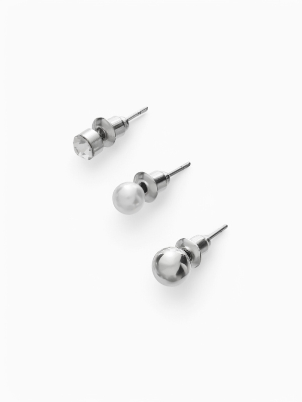 Набор серьги и каффы 8 шт «Бублик» переплетение, цвет серебро