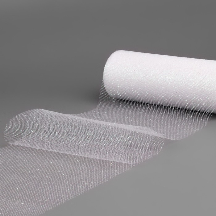 Фатин с глиттером, 15 см, 11 ± 1 г/кв.м, 9 ± 0,5 м, цвет белый №1 Фатин с глиттером, 15 см, 11 ± 1 г/кв.м, 9 ± 0,5 м, цвет белый №1