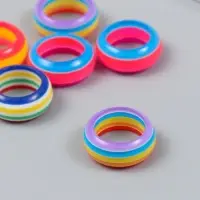 Бусина для творчества пластик «Радужное кольцо», 1×2.4×2.4 см, МИКС Бусина для творчества пластик «Радужное кольцо», 1×2.4×2.4 см, МИКС